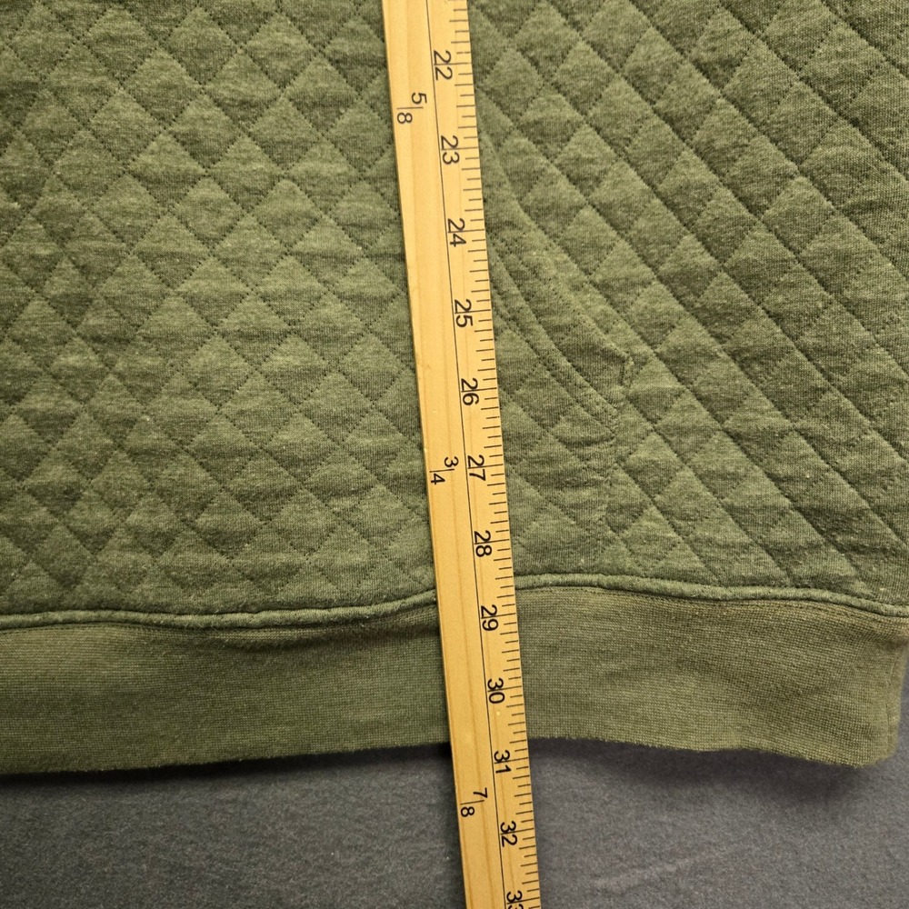 Finn's Toggery Quilted Snap Neck Pullover Sweatshirt L Olive Green Kangaroo Pkt - Picture 7 of 10
